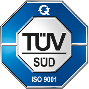 Logo des TÜV SÜD – Zertifizierungs- und Prüforganisation, bekannt für Sicherheits- und Qualitätsprüfungen in verschiedenen Branchen weltweit.